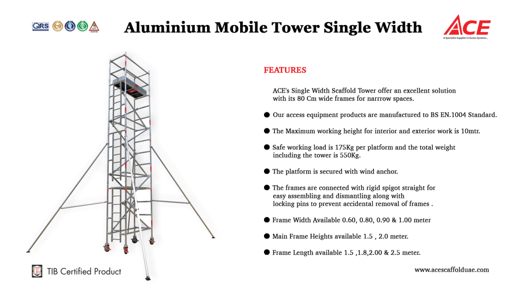 Aluminium Mobile Tower Single Width